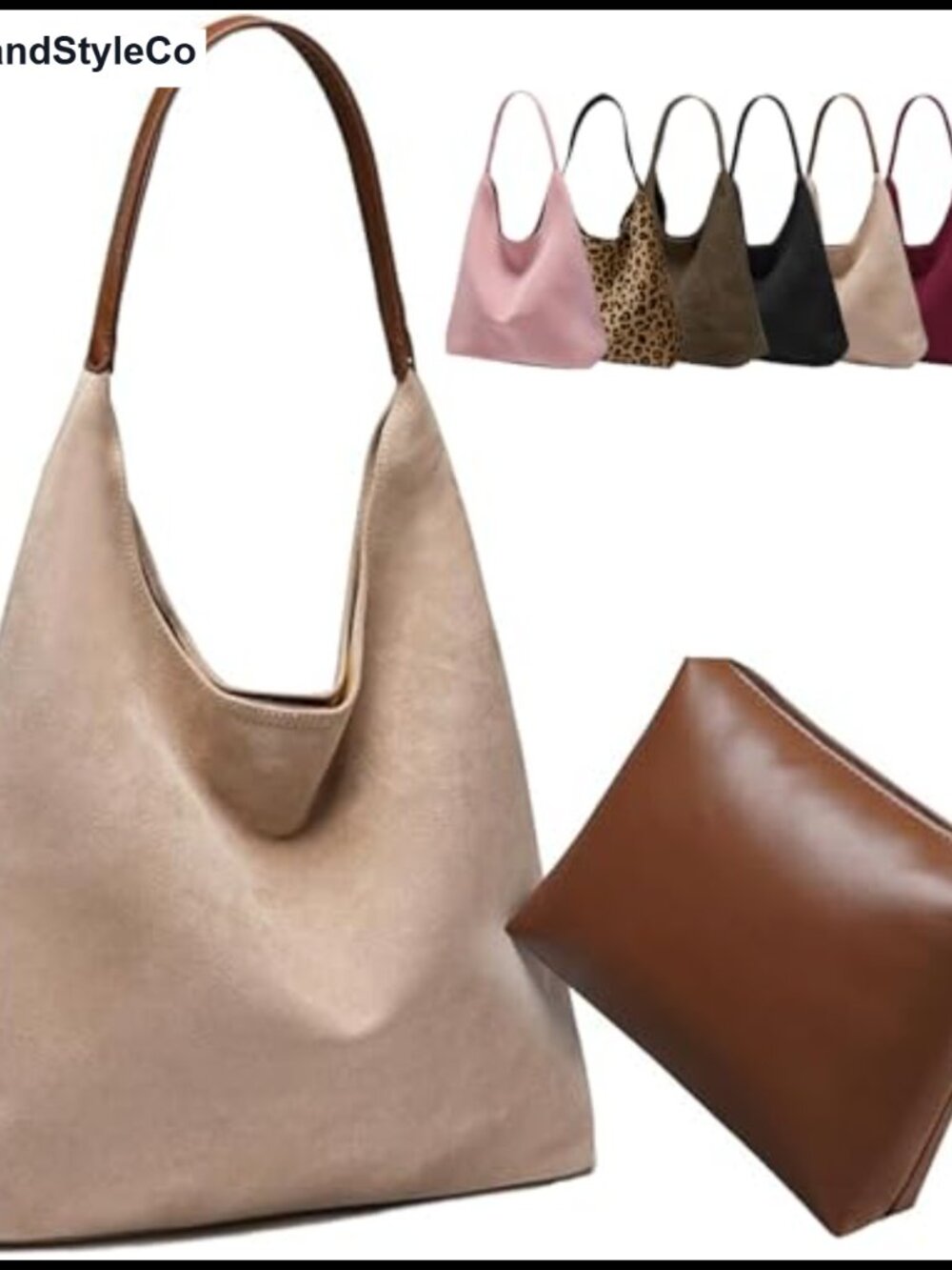 Large Faux Suede Slouchy Boho Work Tote Bag for Women